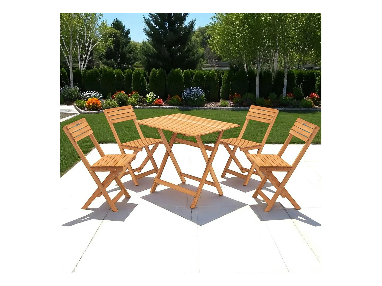 Salon de jardin balcon - pliant, bois massif (5 pièces) SORA