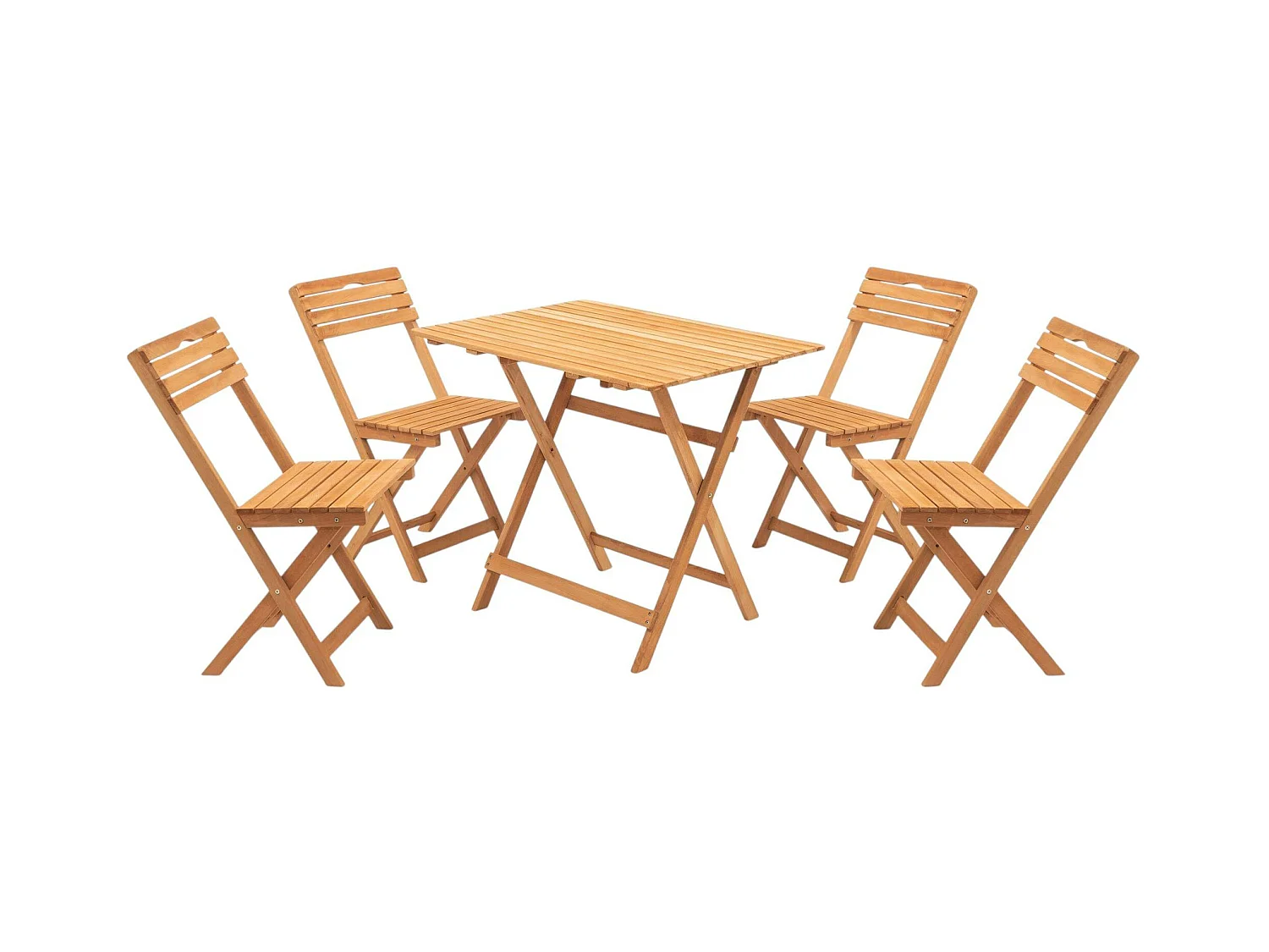 Salon de jardin balcon - pliant, bois massif (5 pièces) SORA