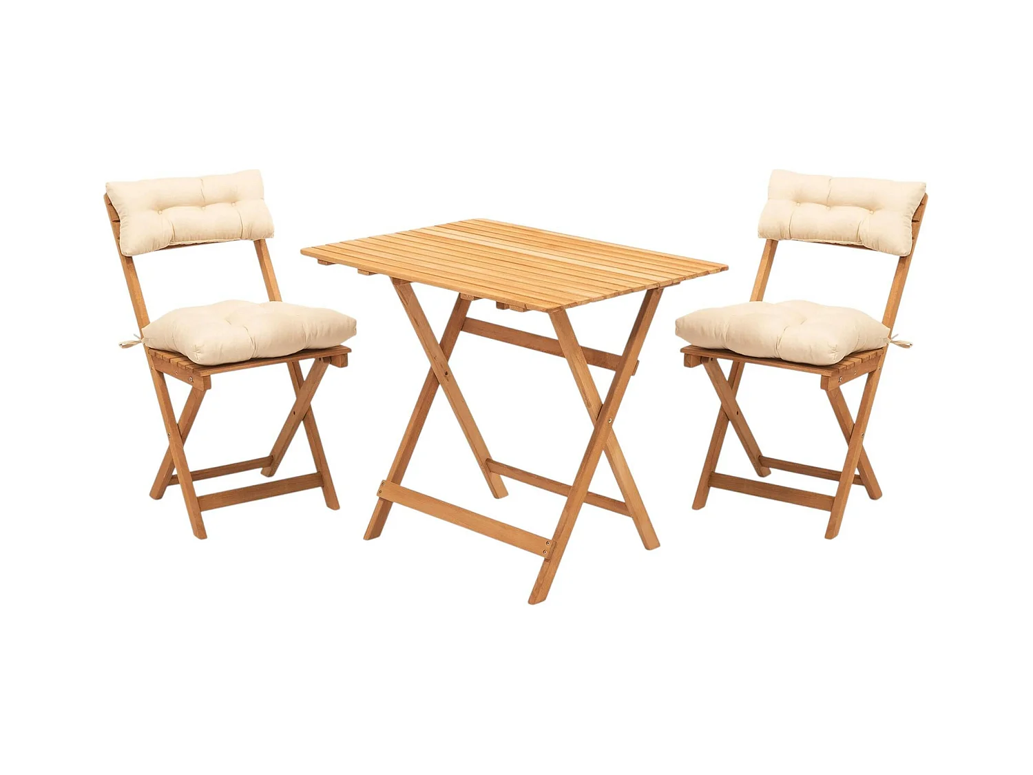 Salon de jardin 2 places - pliant, 4 coussins SORA