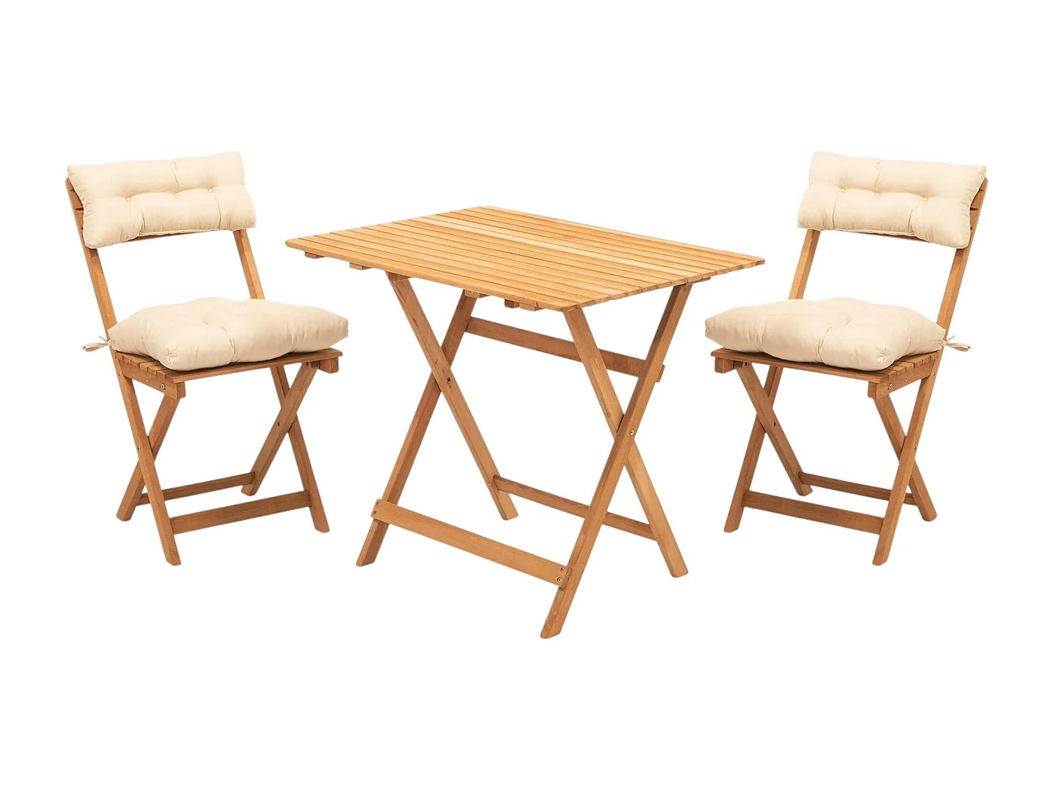 Salon de jardin 2 places - pliant, 4 coussins SORA