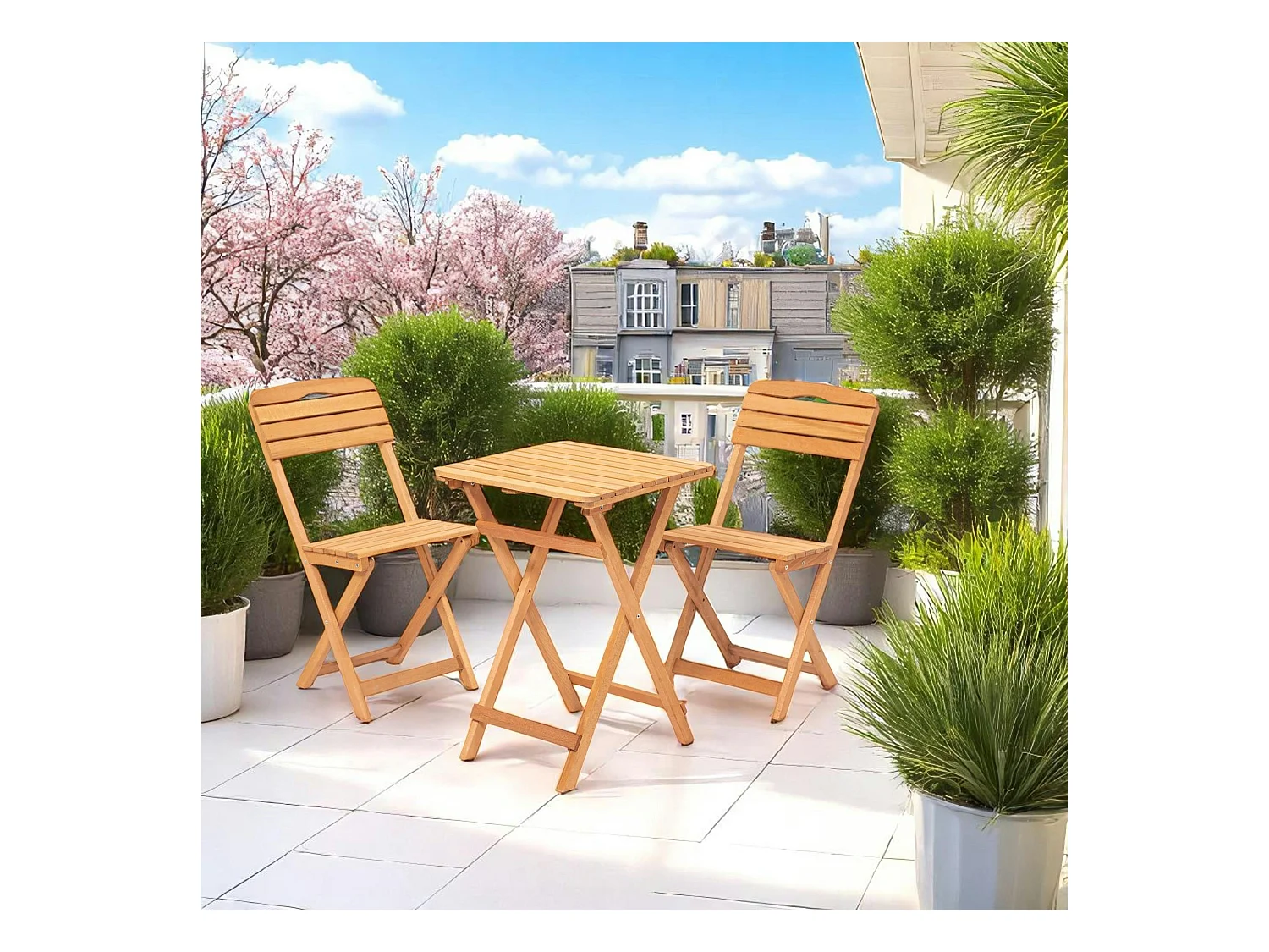 Petit salon de jardin 2 places - pliant, compact SORA