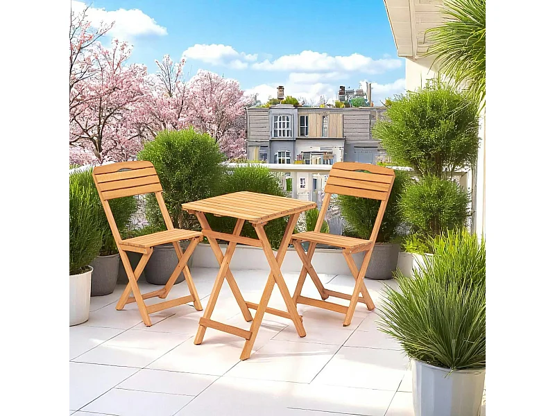 Petit salon de jardin 2 places - pliant, compact SORA