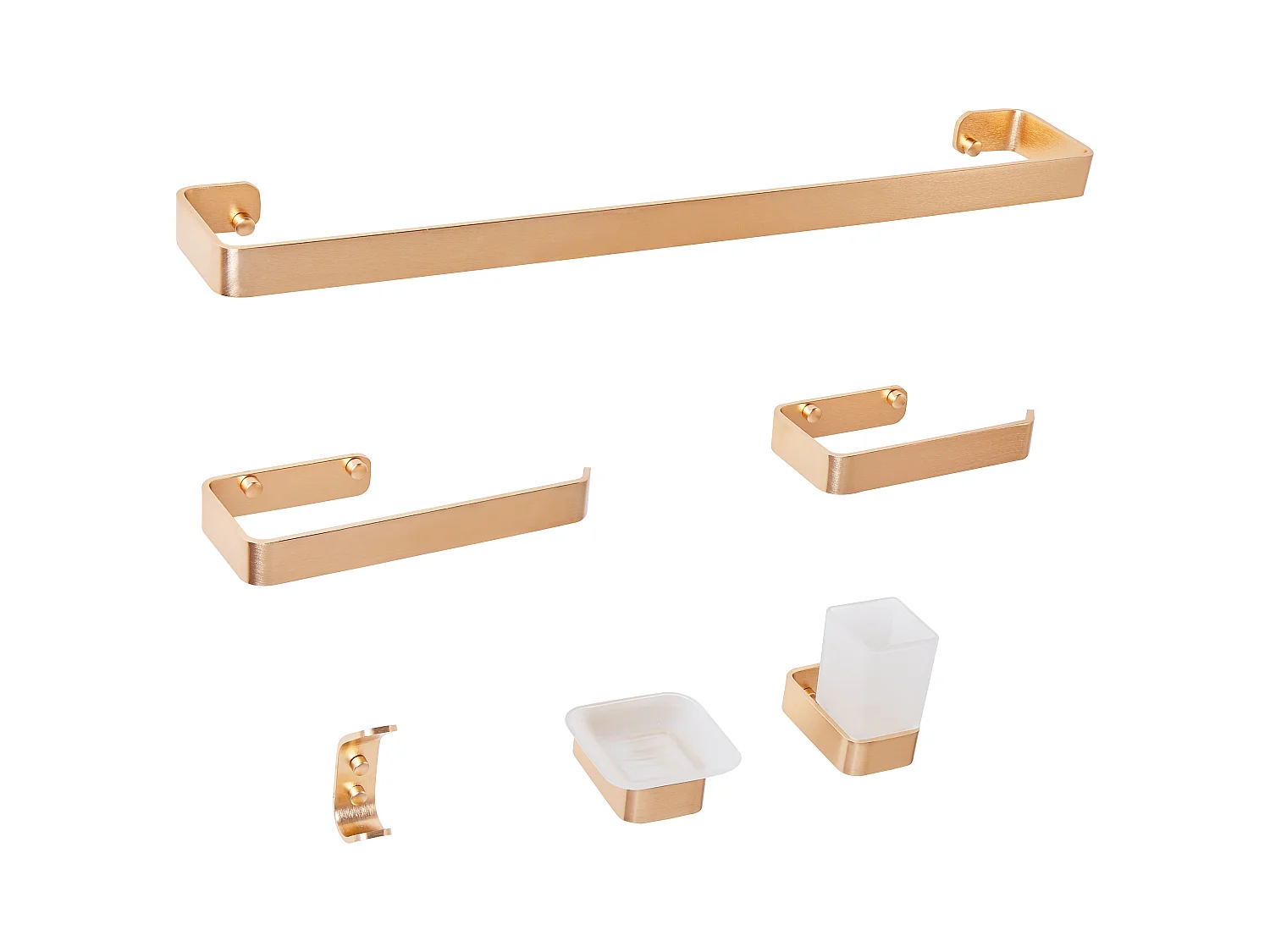 Lot de 6 pièces de quincaillerie pour salle de bain ZORRITOS avec porte-serviettes et crochets Métal Doré