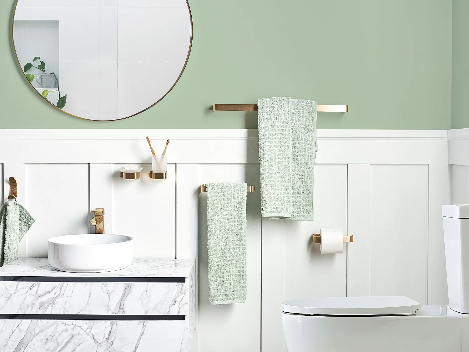 Lot de 6 pièces de quincaillerie pour salle de bain ZORRITOS avec porte-serviettes et crochets Métal Doré