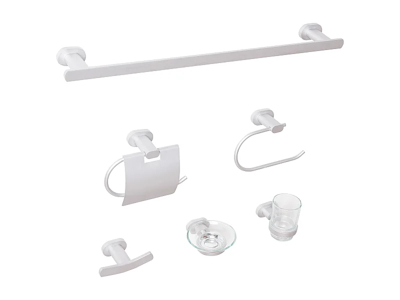 Lot de 6 pièces de quincaillerie pour salle de bain TOCOPILLA avec porte-serviettes et crochets Argenté