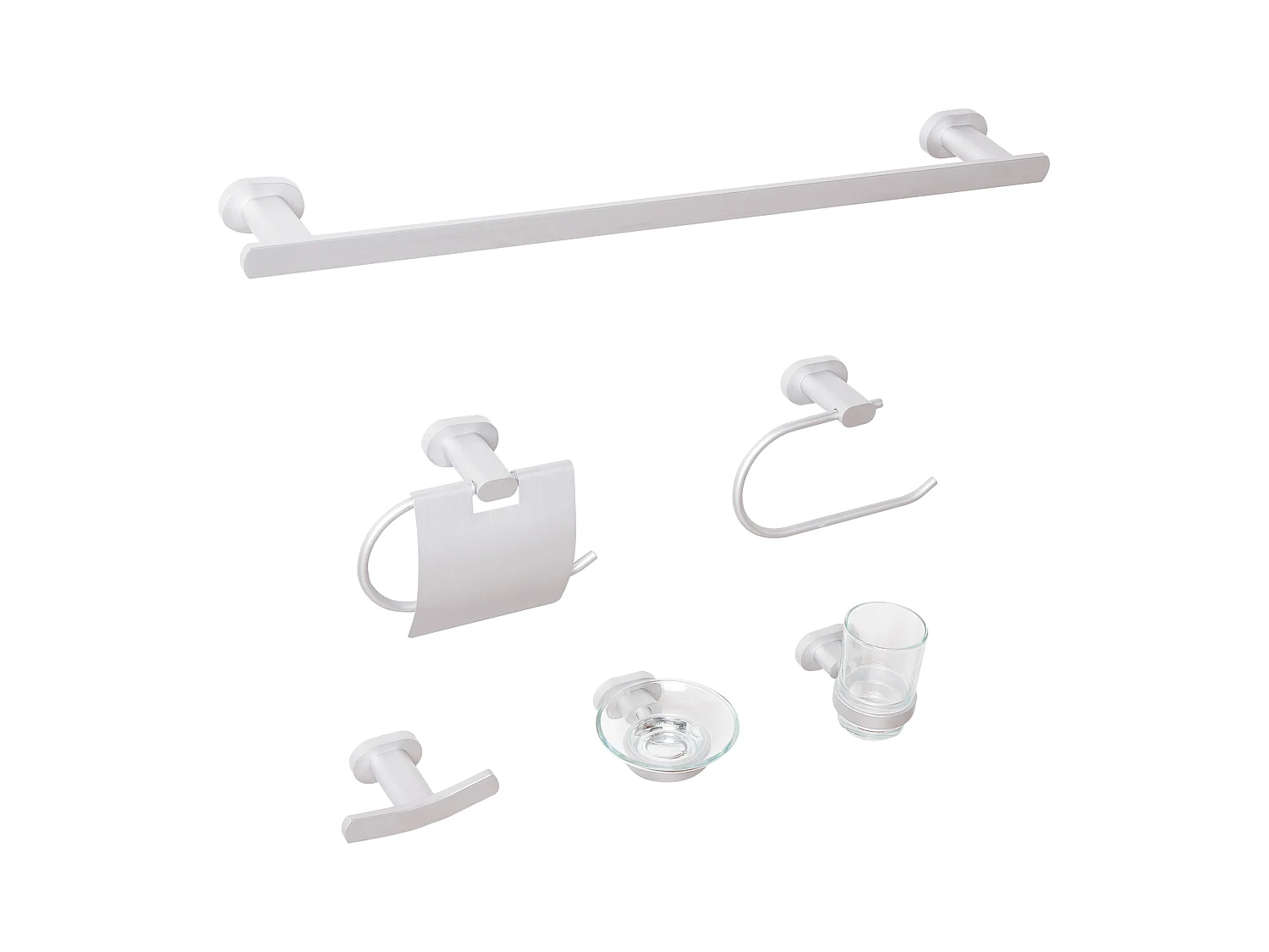 Lot de 6 pièces de quincaillerie pour salle de bain TOCOPILLA avec porte-serviettes et crochets Argenté