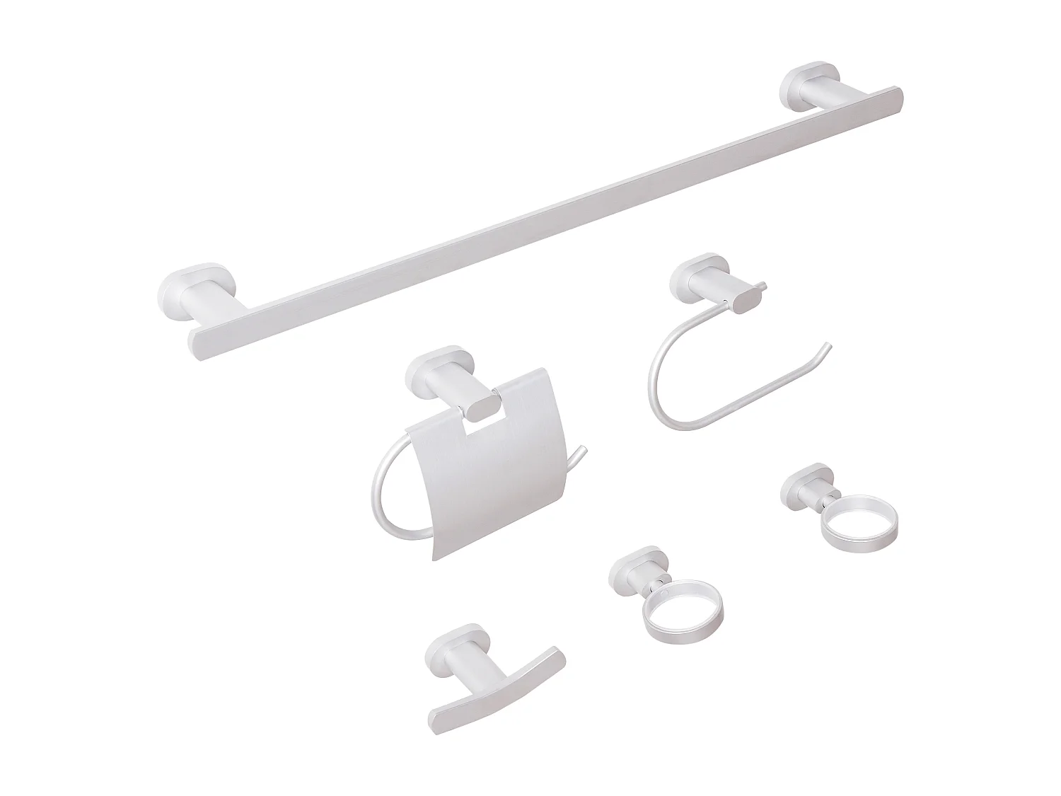 Lot de 6 pièces de quincaillerie pour salle de bain TOCOPILLA avec porte-serviettes et crochets Argenté