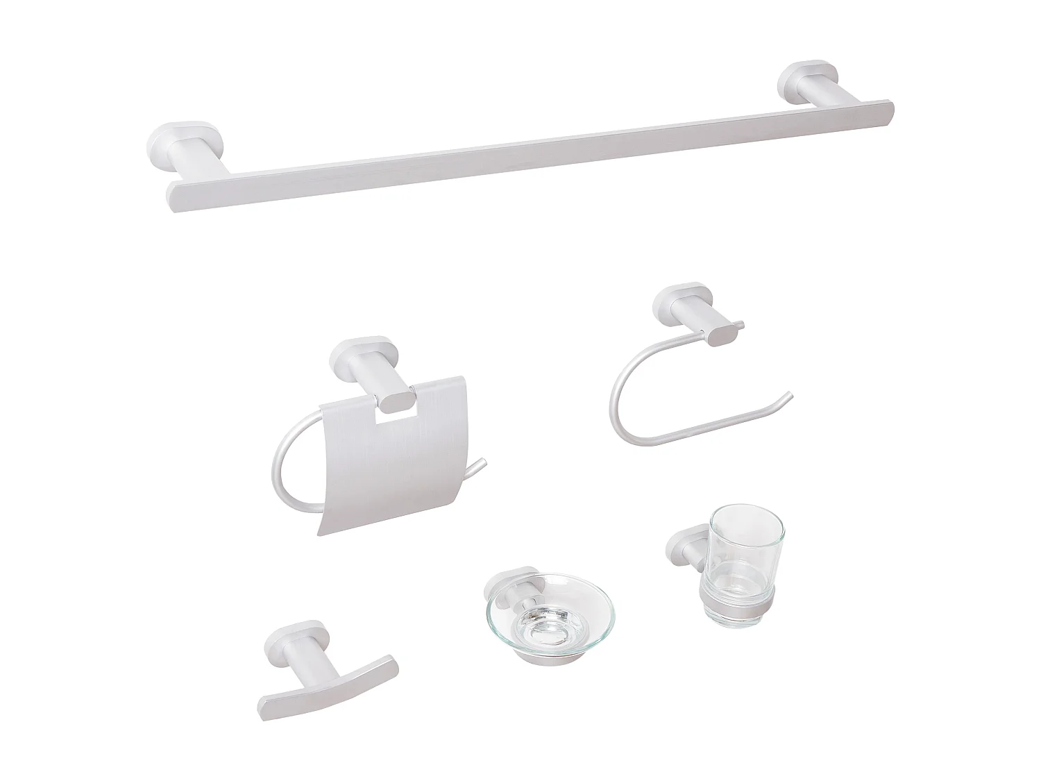 Lot de 6 pièces de quincaillerie pour salle de bain TOCOPILLA avec porte-serviettes et crochets Argenté