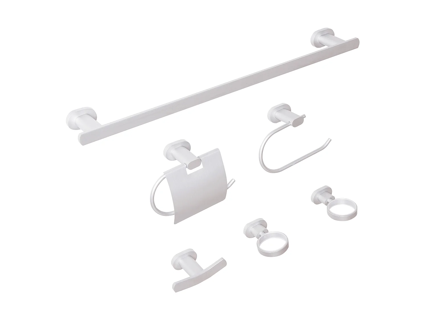 Lot de 6 pièces de quincaillerie pour salle de bain TOCOPILLA avec porte-serviettes et crochets Argenté