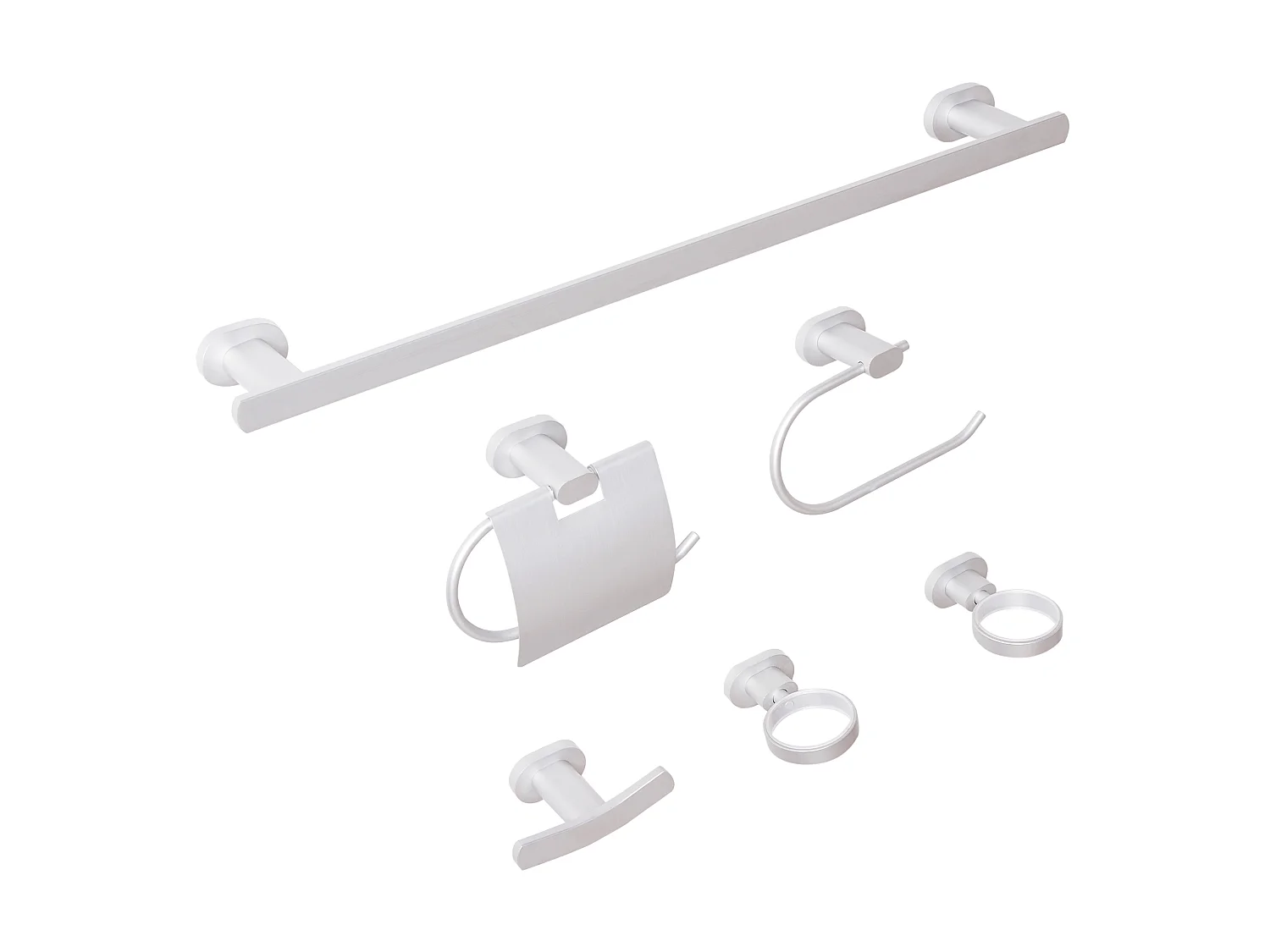 Lot de 6 pièces de quincaillerie pour salle de bain TOCOPILLA avec porte-serviettes et crochets Argenté