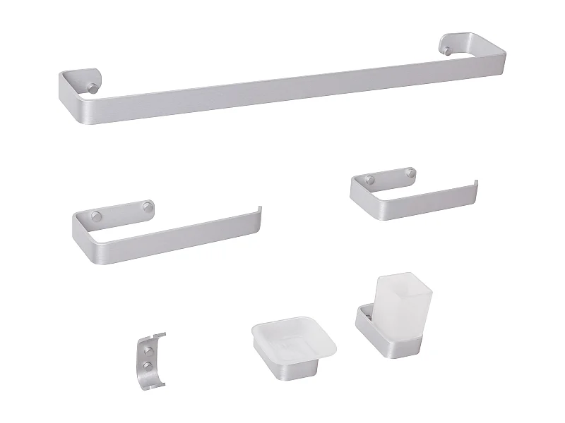 Lot de 6 pièces de quincaillerie pour salle de bain ZORRITOS avec porte-serviettes et crochets Métal Argenté