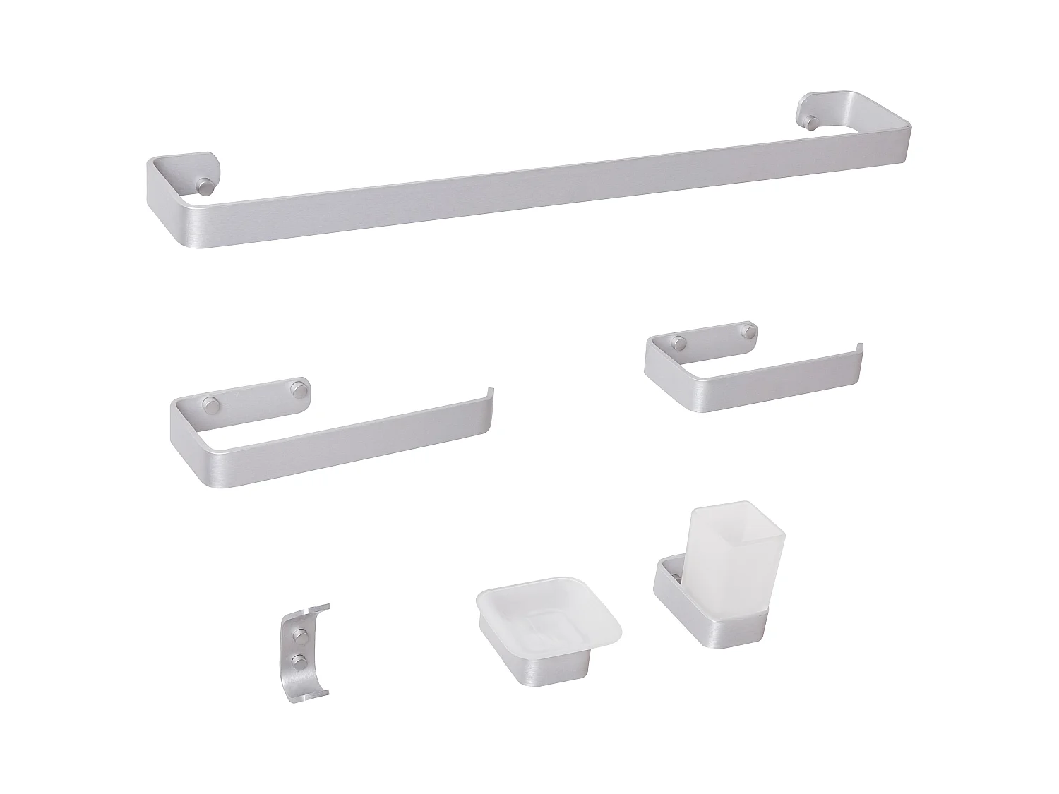 Lot de 6 pièces de quincaillerie pour salle de bain ZORRITOS avec porte-serviettes et crochets Métal Argenté