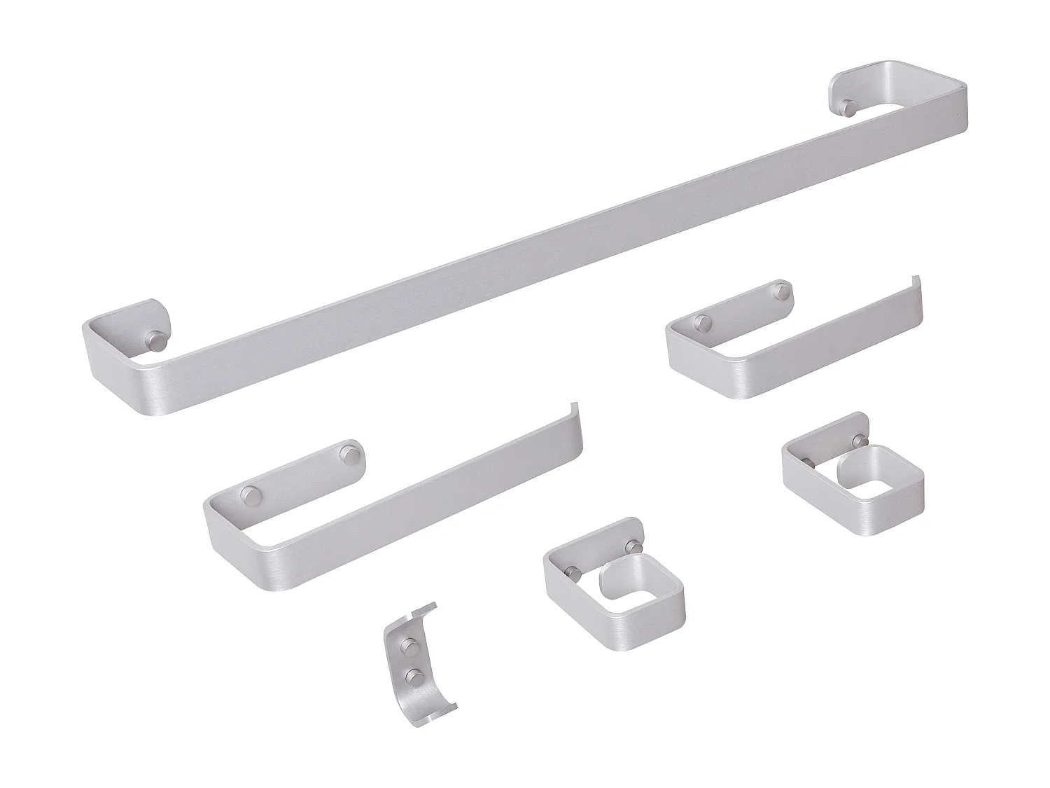 Lot de 6 pièces de quincaillerie pour salle de bain ZORRITOS avec porte-serviettes et crochets Métal Argenté