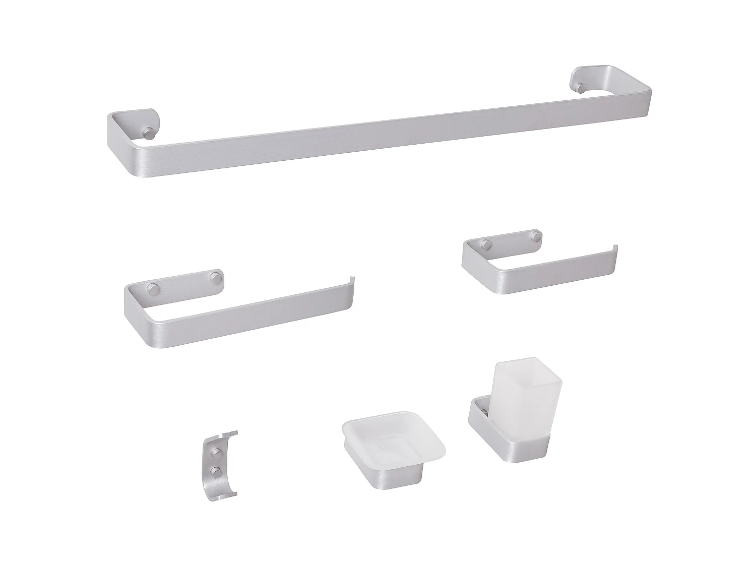 Lot de 6 pièces de quincaillerie pour salle de bain ZORRITOS avec porte-serviettes et crochets Métal Argenté