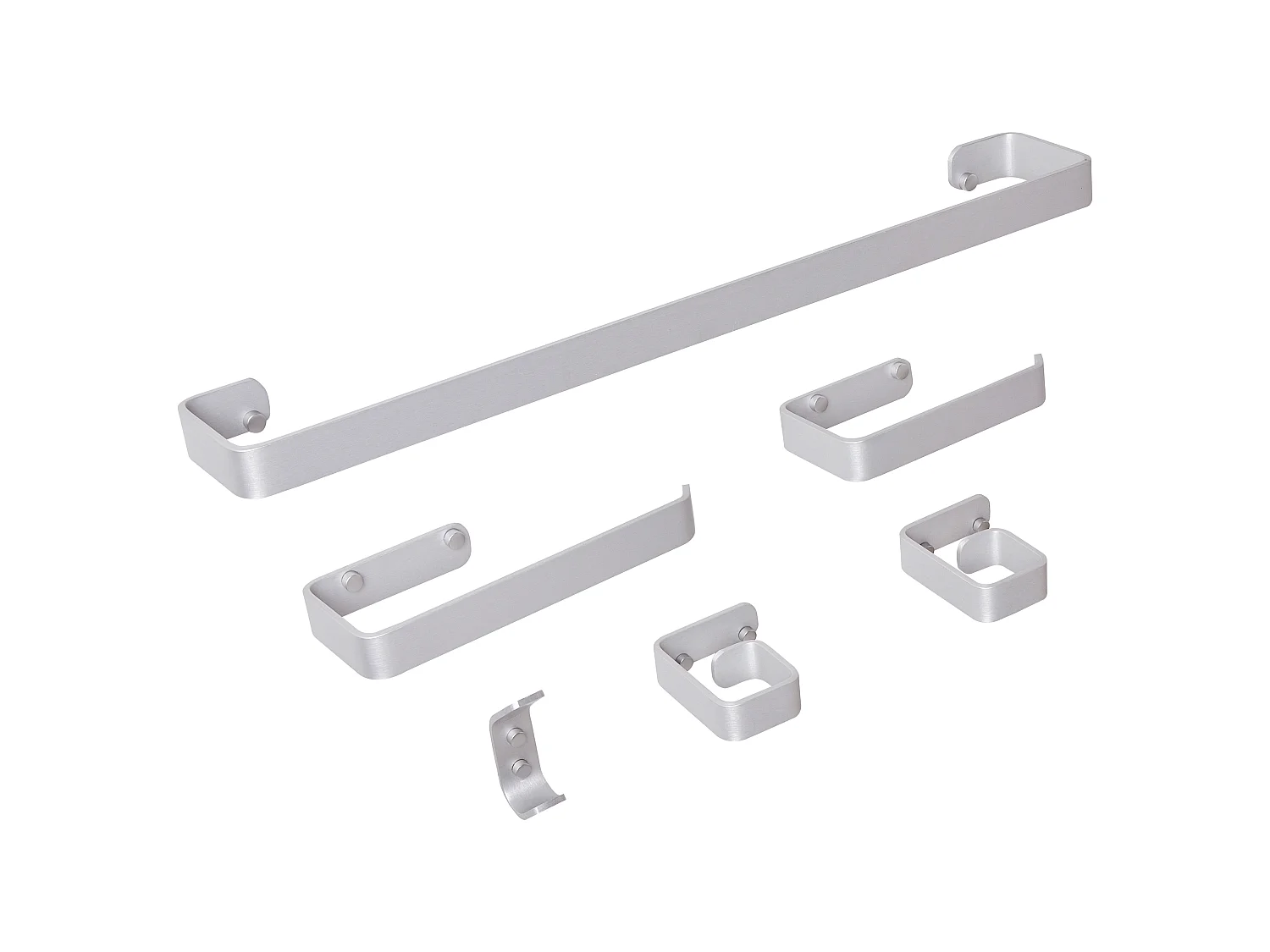 Lot de 6 pièces de quincaillerie pour salle de bain ZORRITOS avec porte-serviettes et crochets Métal Argenté