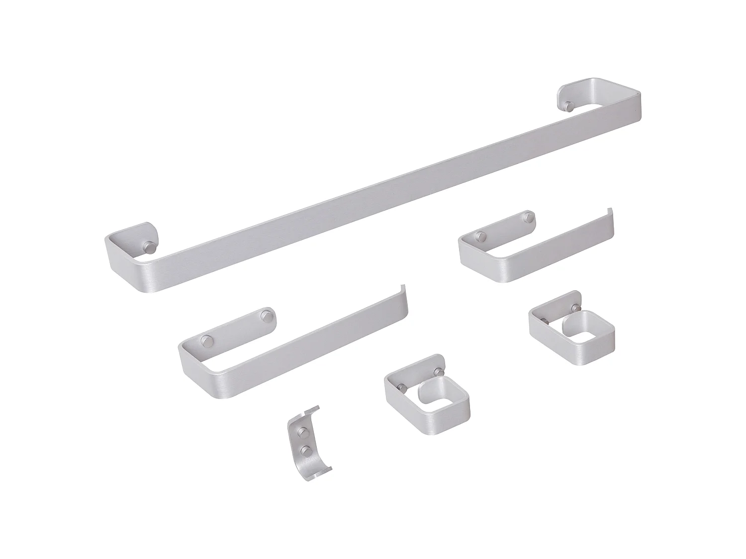 Lot de 6 pièces de quincaillerie pour salle de bain ZORRITOS avec porte-serviettes et crochets Métal Argenté