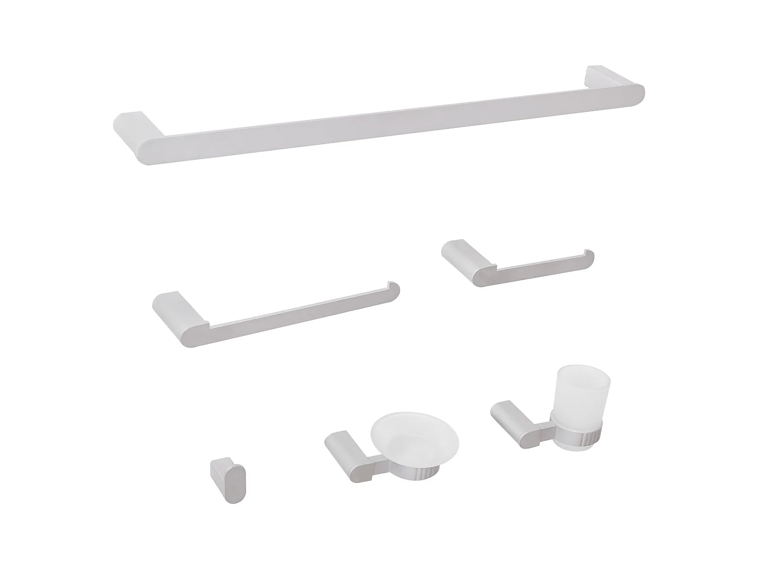 Lot de 6 pièces de quincaillerie pour salle de bain PARACAS avec porte-serviettes et crochets Argenté