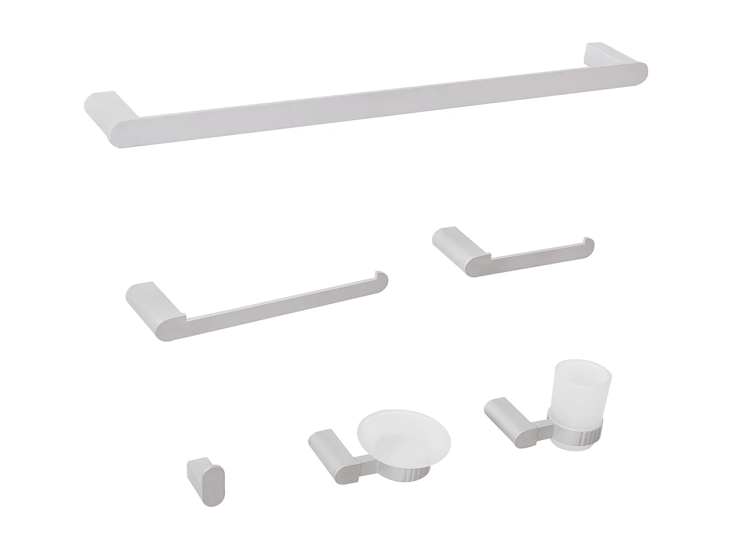 Lot de 6 pièces de quincaillerie pour salle de bain PARACAS avec porte-serviettes et crochets Argenté