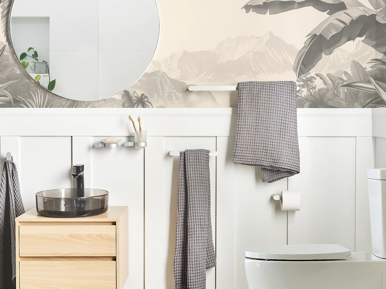 Lot de 6 pièces de quincaillerie pour salle de bain PARACAS avec porte-serviettes et crochets Argenté