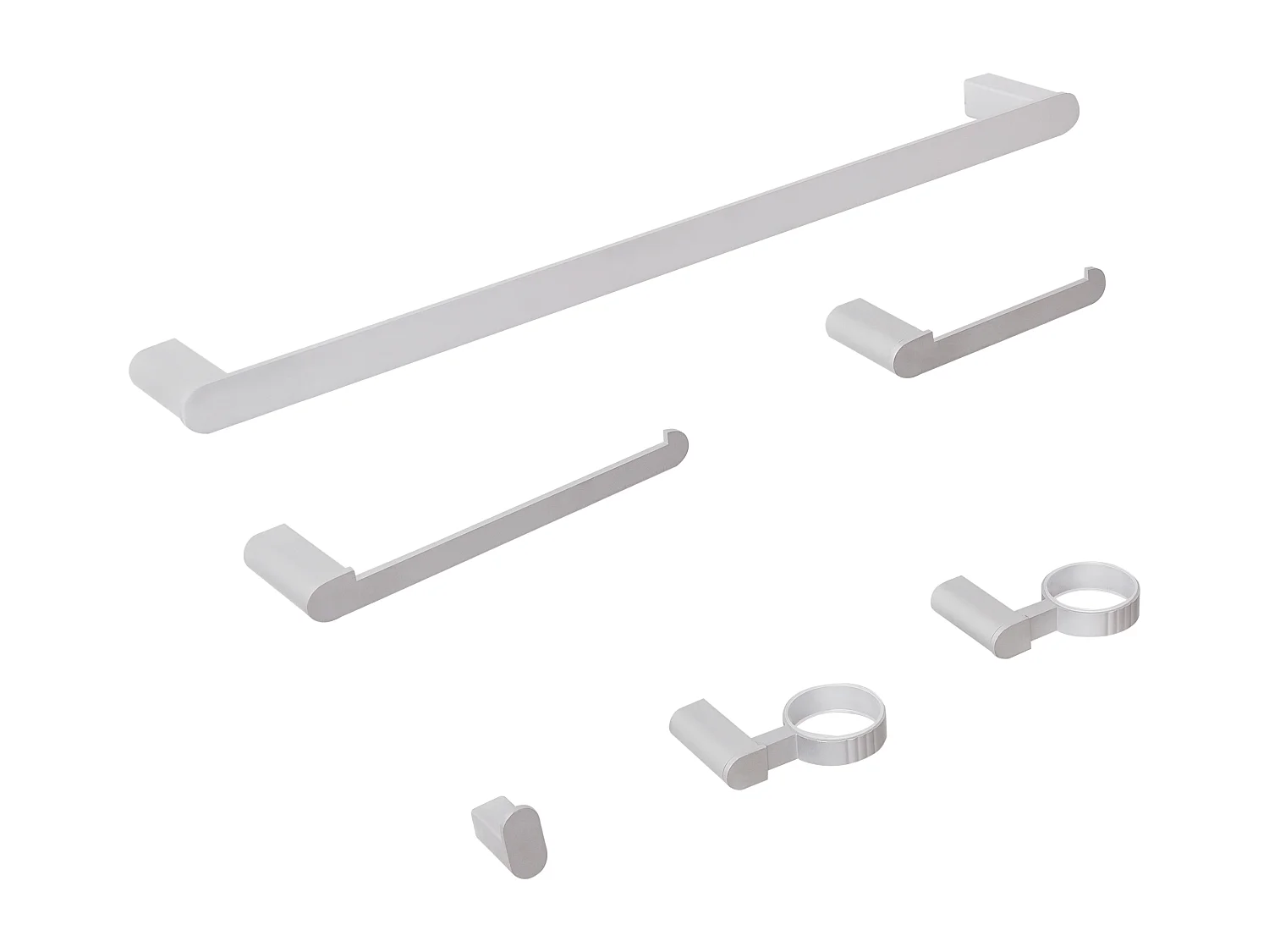 Lot de 6 pièces de quincaillerie pour salle de bain PARACAS avec porte-serviettes et crochets Argenté