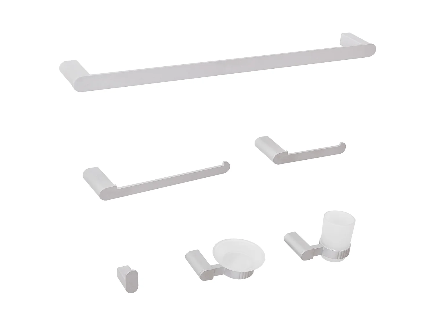 Lot de 6 pièces de quincaillerie pour salle de bain PARACAS avec porte-serviettes et crochets Argenté