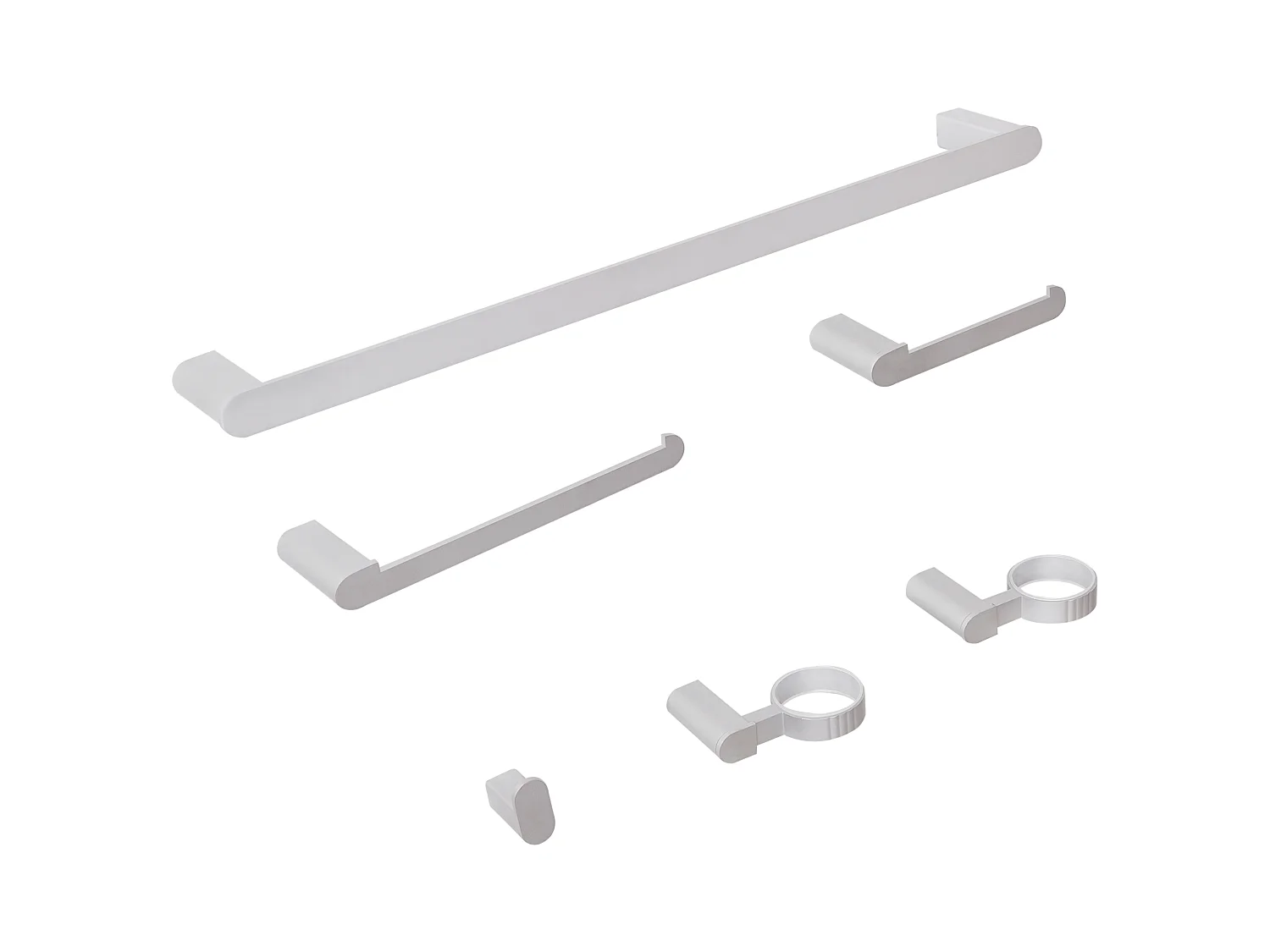 Lot de 6 pièces de quincaillerie pour salle de bain PARACAS avec porte-serviettes et crochets Argenté