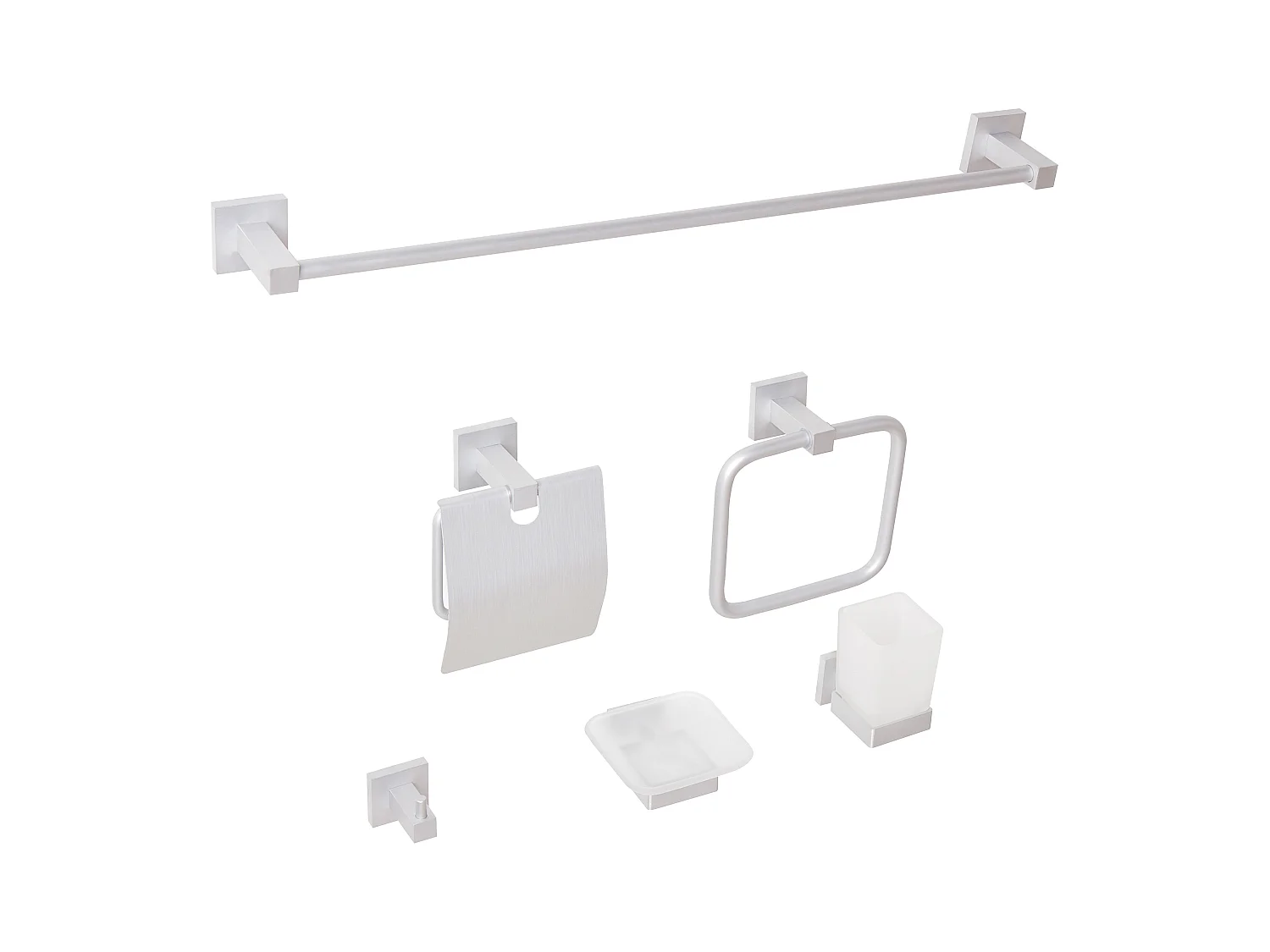 Lot de 6 pièces de quincaillerie pour salle de bain UVITA avec porte-serviettes et crochets Argenté