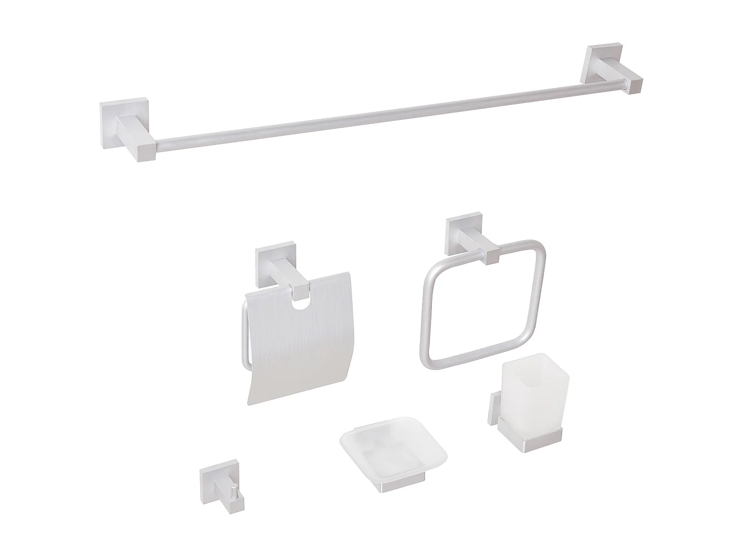 Lot de 6 pièces de quincaillerie pour salle de bain UVITA avec porte-serviettes et crochets Argenté