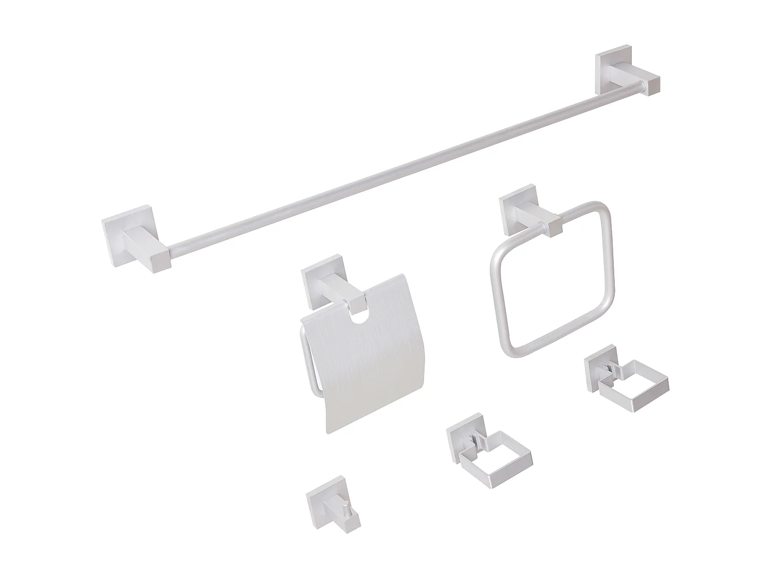 Lot de 6 pièces de quincaillerie pour salle de bain UVITA avec porte-serviettes et crochets Argenté