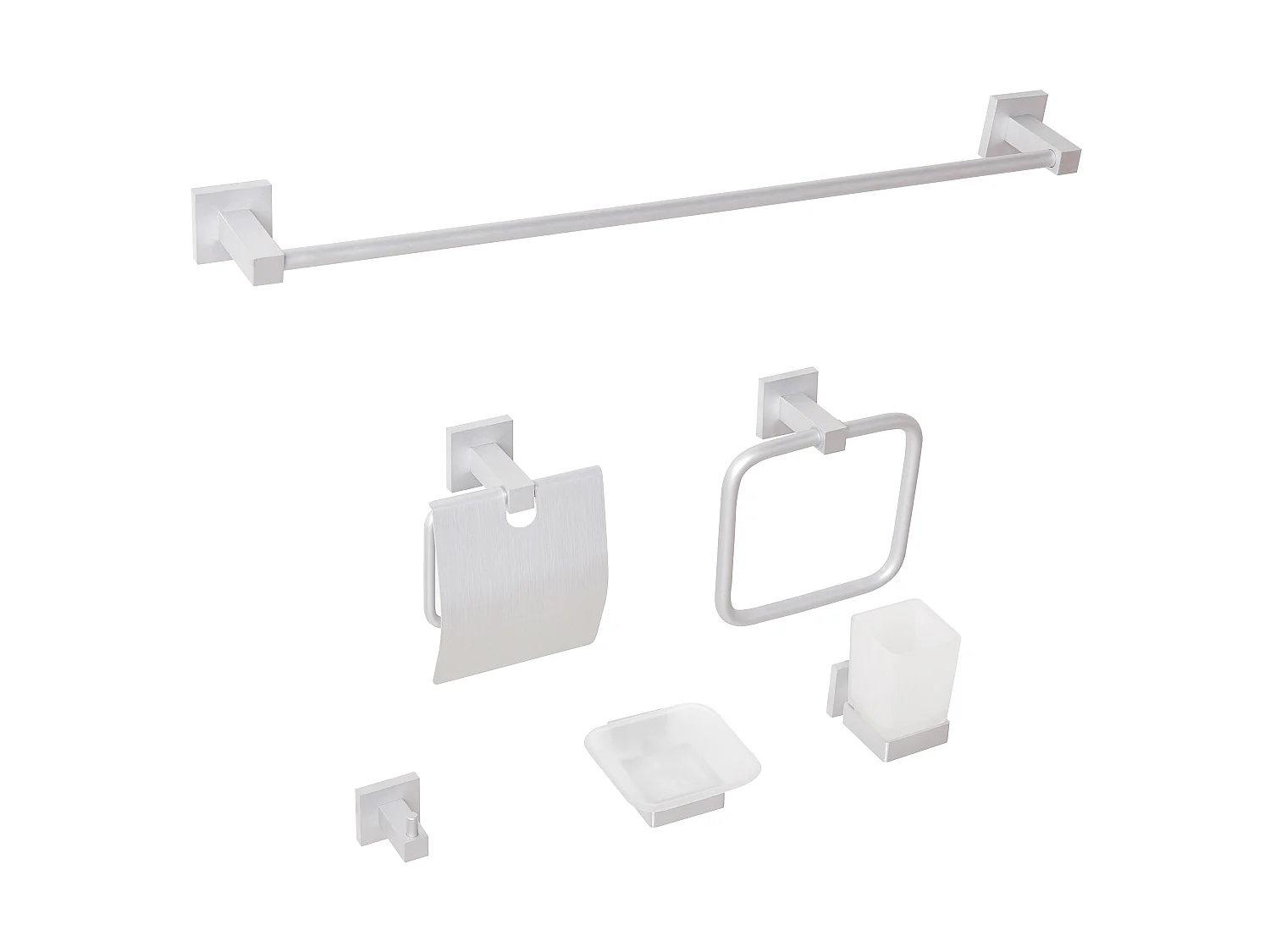 Lot de 6 pièces de quincaillerie pour salle de bain UVITA avec porte-serviettes et crochets Argenté