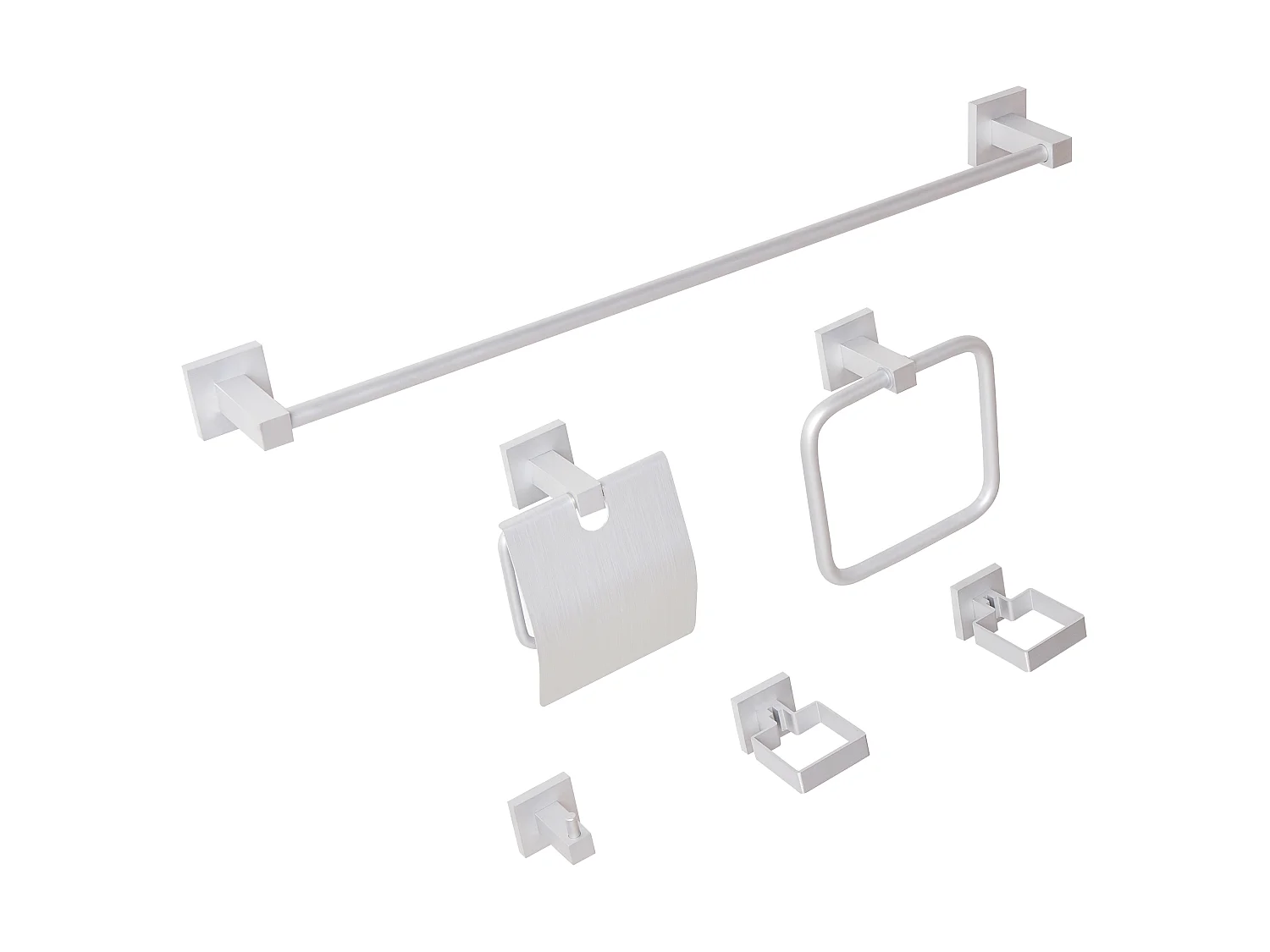 Lot de 6 pièces de quincaillerie pour salle de bain UVITA avec porte-serviettes et crochets Argenté