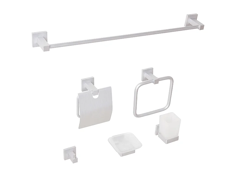 Lot de 6 pièces de quincaillerie pour salle de bain UVITA avec porte-serviettes et crochets Argenté