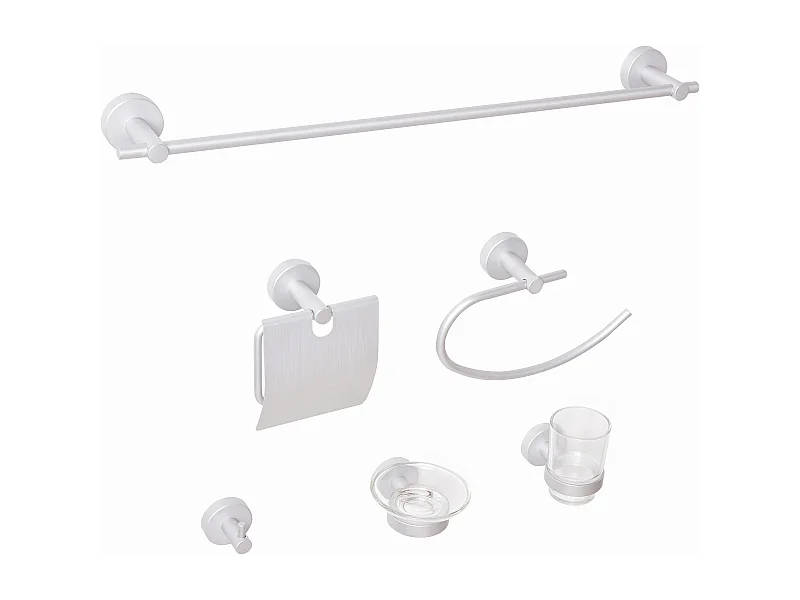 Badaccessoires Set 6-teilig ZARUMA mit Handtuchstangen und -haken Silber