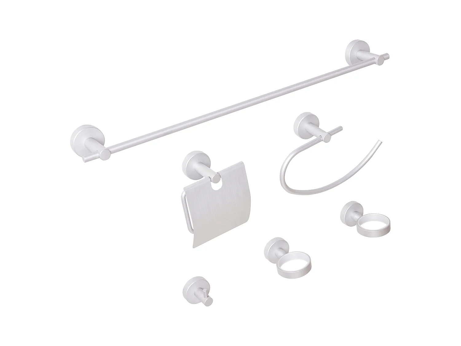 Set di 6 accessori da bagno ZARUMA con barre e ganci per asciugamani Argento