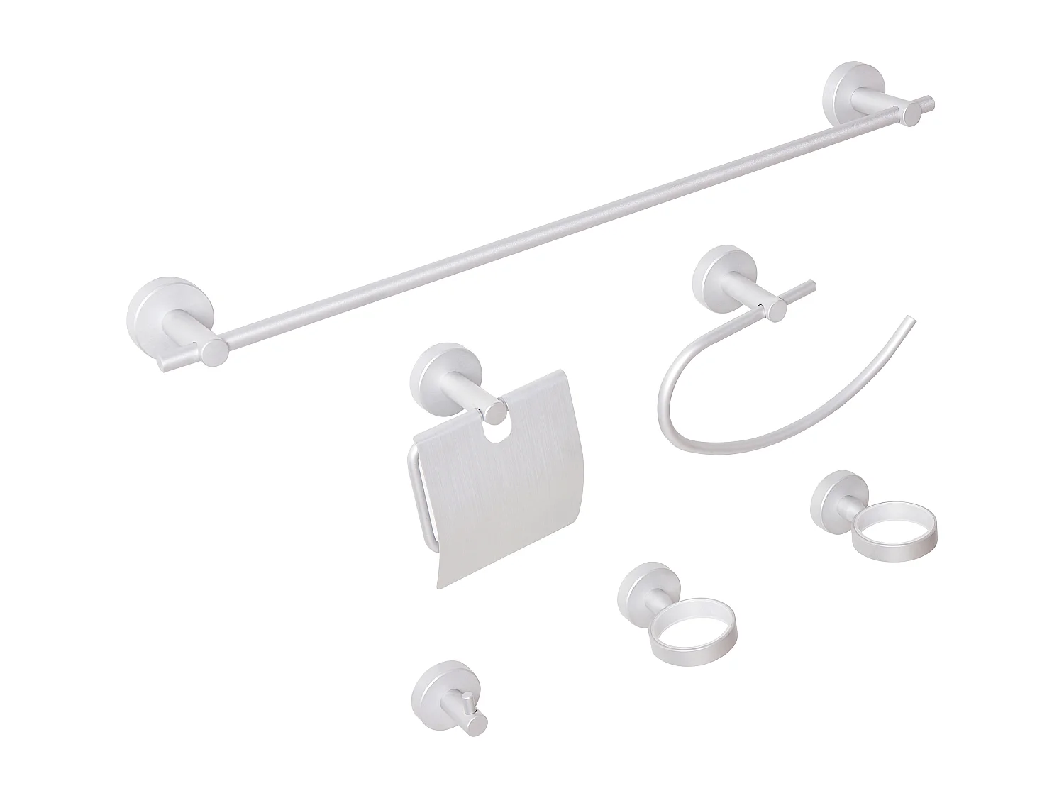 Set di 6 accessori da bagno ZARUMA con barre e ganci per asciugamani Argento