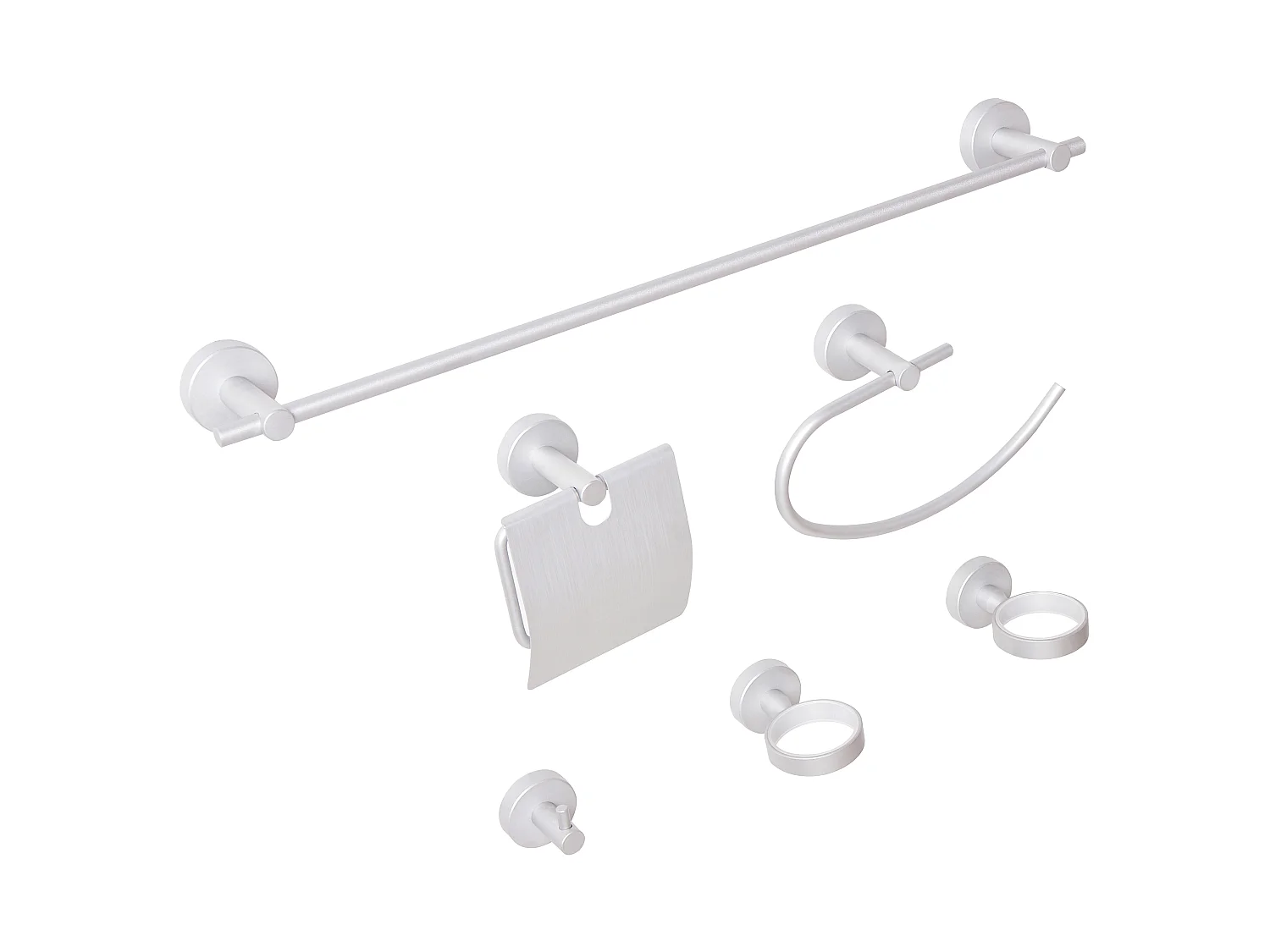 Lot de 6 pièces de quincaillerie pour salle de bain ZARUMA avec porte-serviettes et crochets Argenté