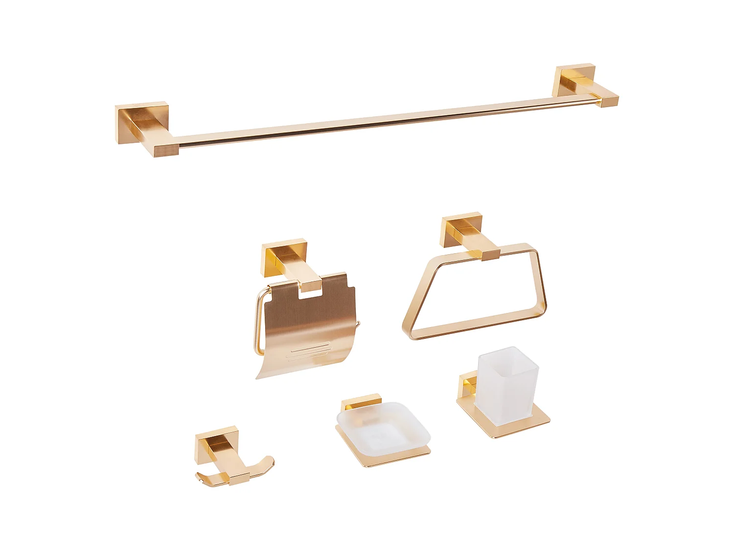 Lot de 6 pièces de quincaillerie pour salle de bain RIOHACHA avec porte-serviettes et crochets Doré