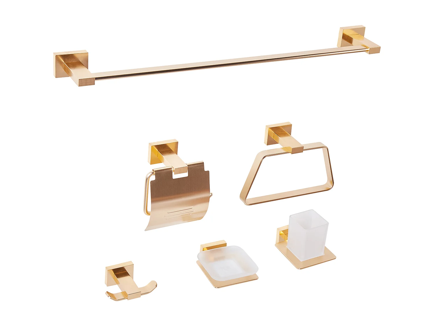 Lot de 6 pièces de quincaillerie pour salle de bain RIOHACHA avec porte-serviettes et crochets Doré