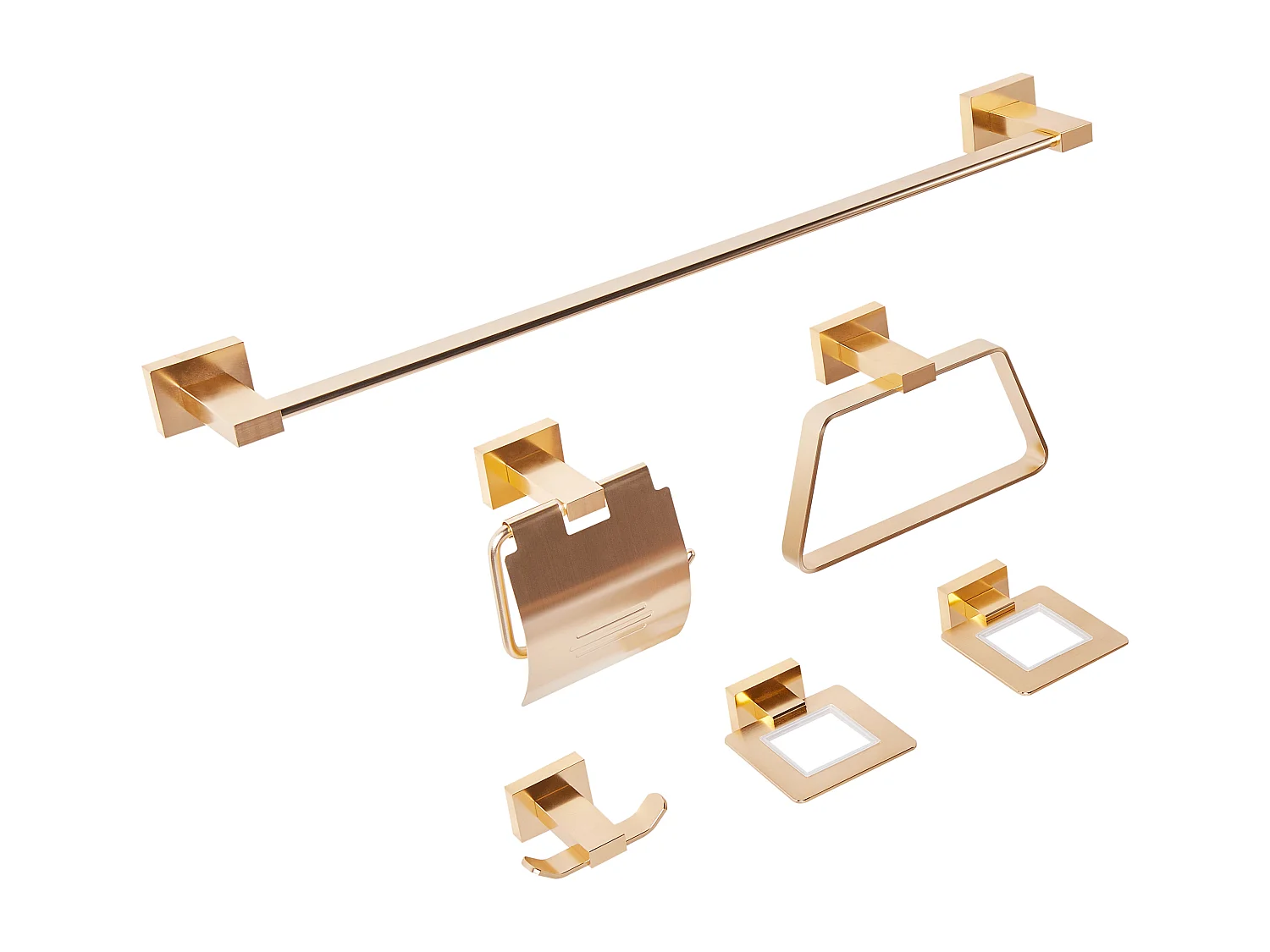 Lot de 6 pièces de quincaillerie pour salle de bain RIOHACHA avec porte-serviettes et crochets Doré