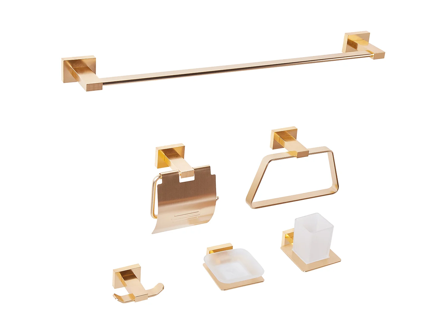 Lot de 6 pièces de quincaillerie pour salle de bain RIOHACHA avec porte-serviettes et crochets Doré