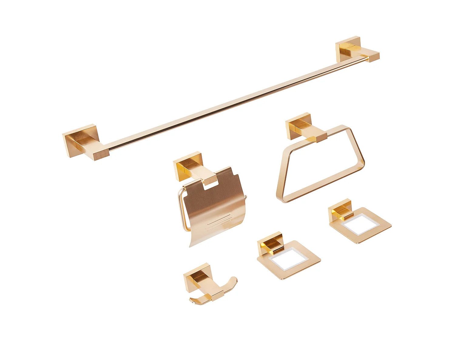 Lot de 6 pièces de quincaillerie pour salle de bain RIOHACHA avec porte-serviettes et crochets Doré