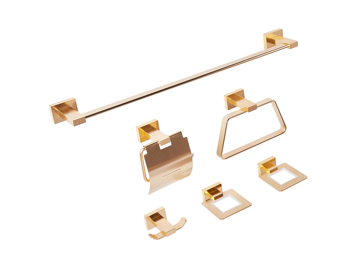Lot de 6 pièces de quincaillerie pour salle de bain RIOHACHA avec porte-serviettes et crochets Doré