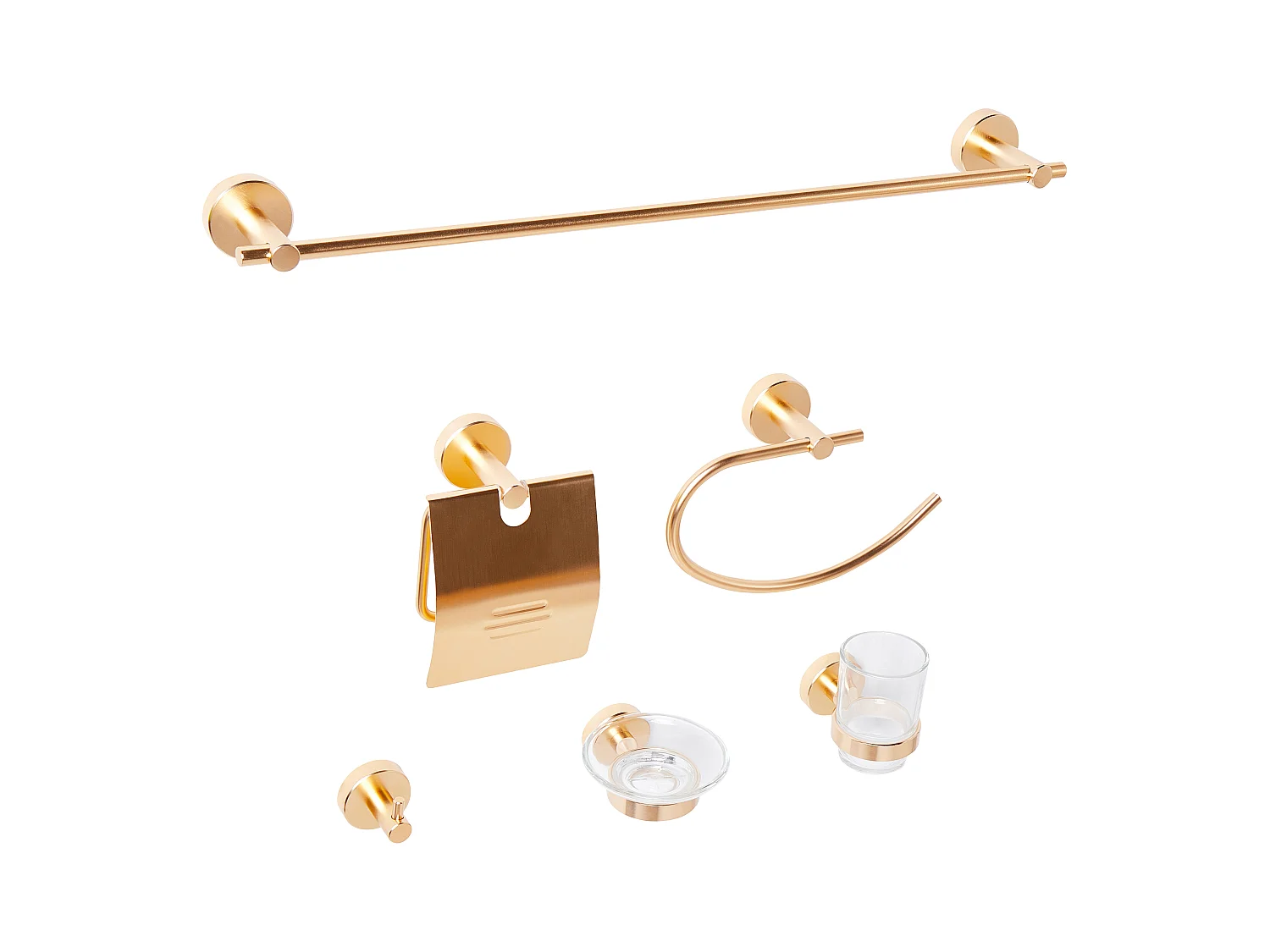 Lot de 6 pièces de quincaillerie pour salle de bain ZARUMA avec porte-serviettes et crochets Doré