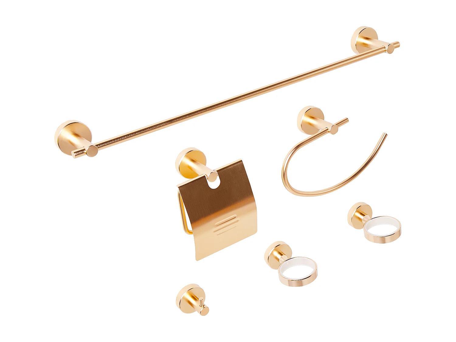Lot de 6 pièces de quincaillerie pour salle de bain ZARUMA avec porte-serviettes et crochets Doré