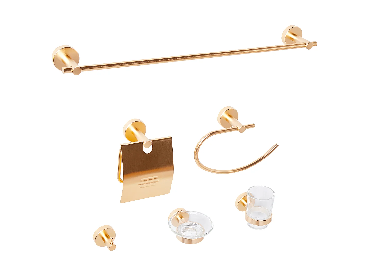 Badaccessoires Set 6-teilig ZARUMA mit Handtuchstangen und -haken Gold