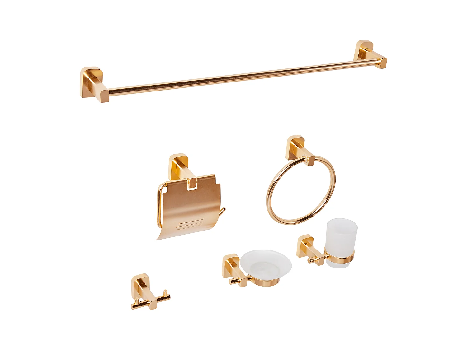 Lot de 6 pièces de quincaillerie pour salle de bain POCONE avec porte-serviettes et crochets Doré