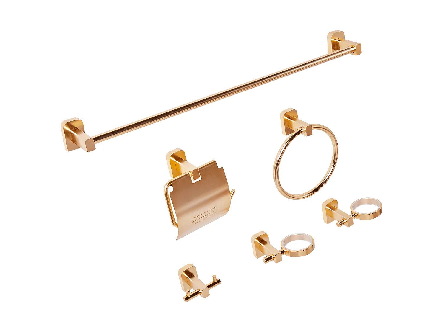 Lot de 6 pièces de quincaillerie pour salle de bain POCONE avec porte-serviettes et crochets Doré