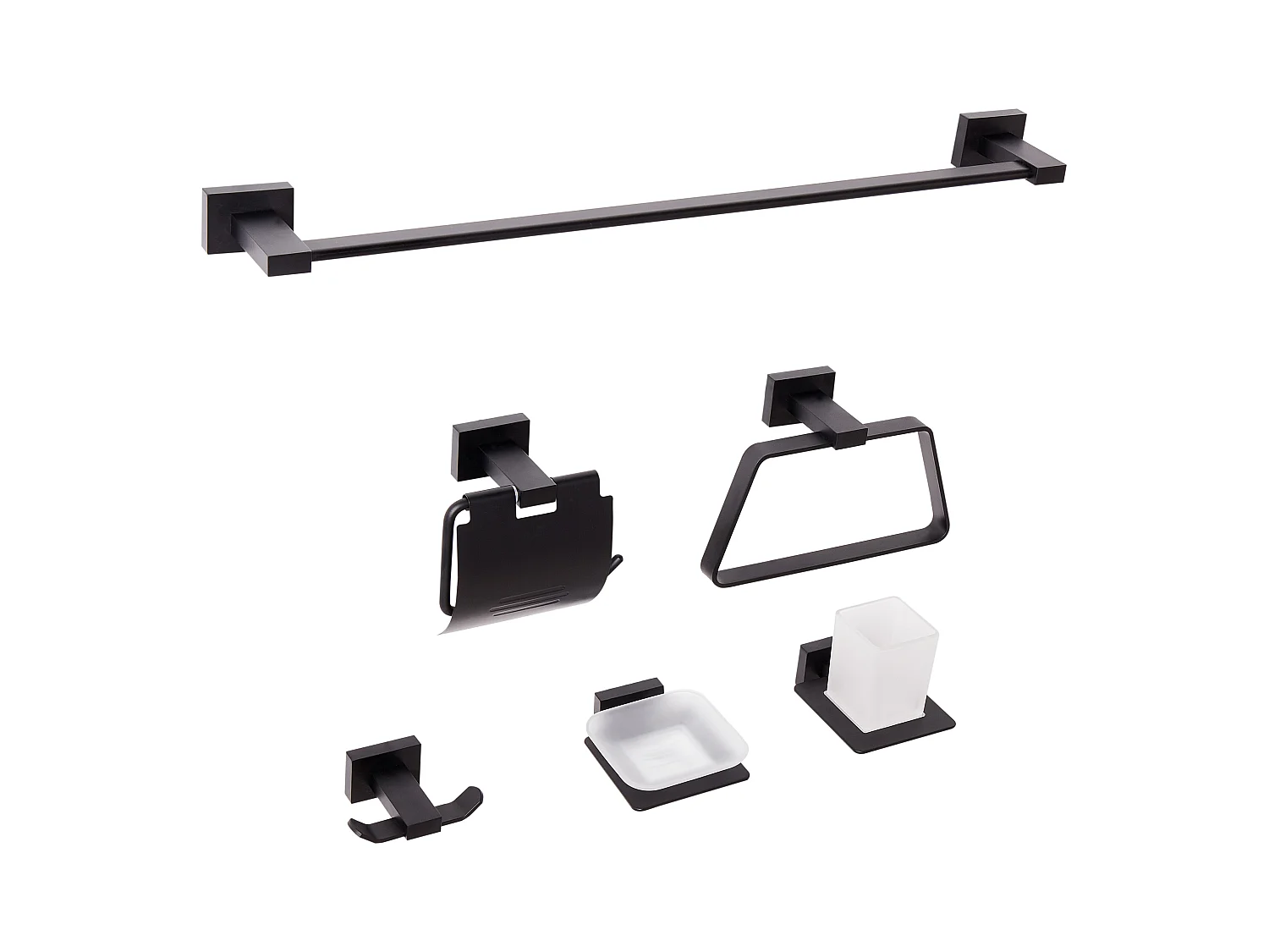 Lot de 6 pièces de quincaillerie pour salle de bain RIOHACHA avec porte-serviettes et crochets Noir