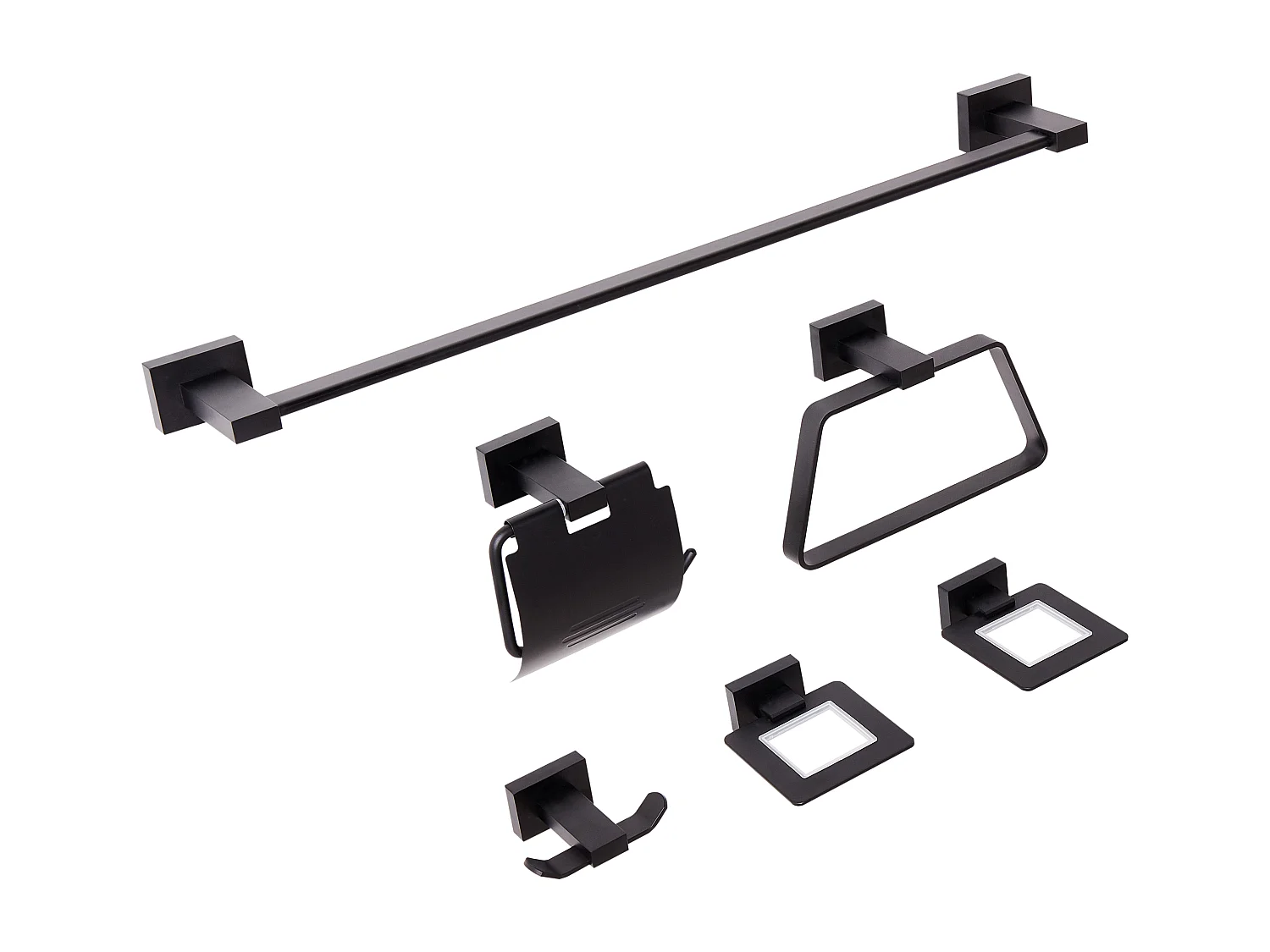 Lot de 6 pièces de quincaillerie pour salle de bain RIOHACHA avec porte-serviettes et crochets Noir