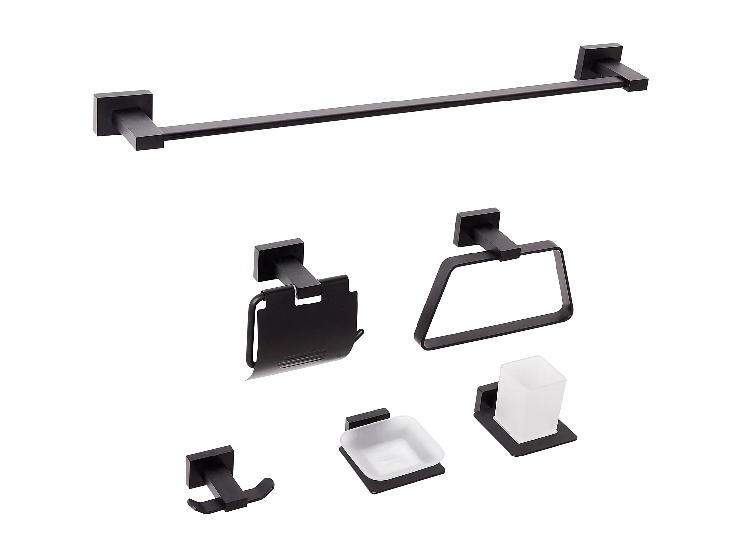 Lot de 6 pièces de quincaillerie pour salle de bain RIOHACHA avec porte-serviettes et crochets Noir